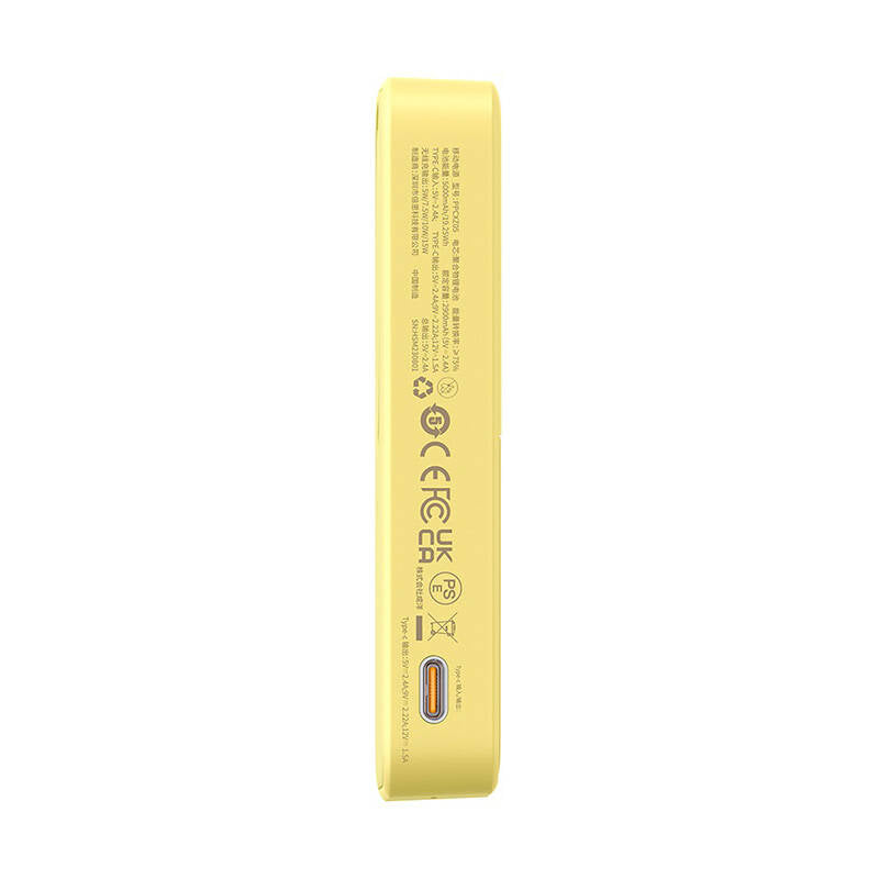Baterie Externa Wireless Baseus MagPro PPCXZ05, 5000mAh, 20W, PD + FQI, 1 x QI - 1 x USB-C, Galbena P10064101Y23-00