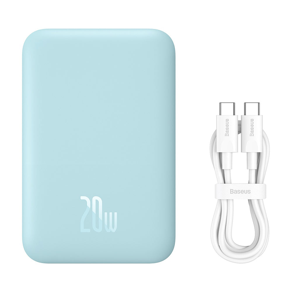 Baterie Externa Wireless Baseus Mini Air, 6000mAh, 20W, PD + FQI, 1 x QI - 1 x USB-C, Albastra P10059002313-00