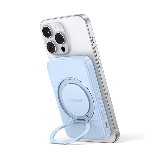 Baterie Externa Wireless Baseus PicoGo, 5000mAh, 20W, PD + FQI, 1 x QI - 1 x USB-C, Albastra P10076800313-00