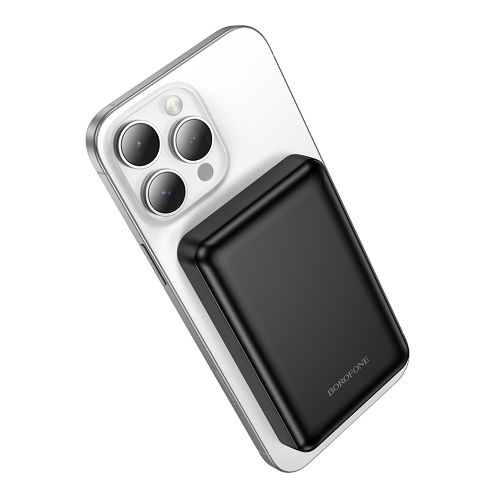 Baterie Externa Wireless Borofone BJ82 Dawn, 5000mAh, 10W, 1 x QI - 1 x USB-A, Neagra