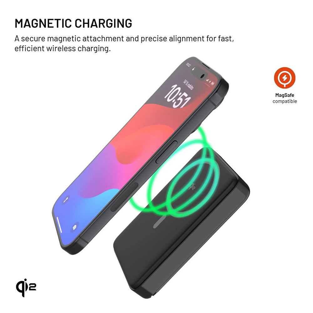 Baterie Externa Wireless Fixed MagZen 10 Pro, 10000mAh, 30W, PD + FQI, 1 x QI - 1 x USB-C, Neagra