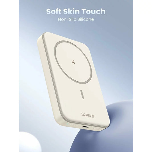 Baterie Externa Wireless UGREEN PB561, 10000mAh, 20W, PD + FQI, 1 x QI - 1 x USB-C, Bej