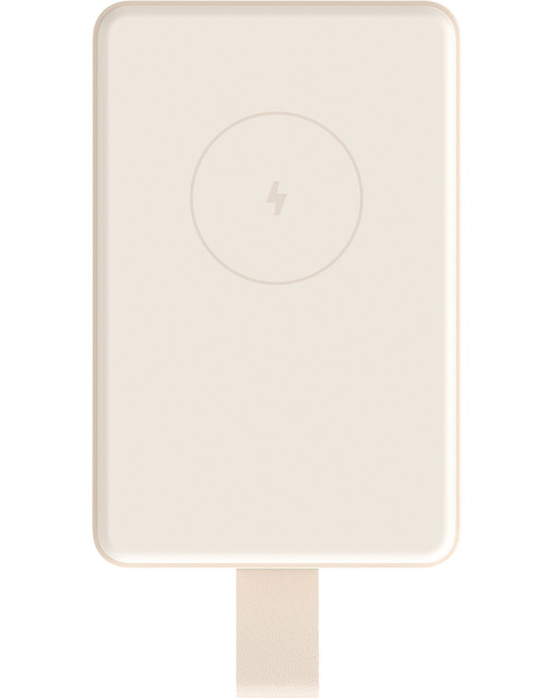 Baterie Externa Wireless Xiaomi Mi Magnetic, 6000mAh, 15W, PD + FQI, 1 x QI - 1 x USB-C, Bej BHR9074GL