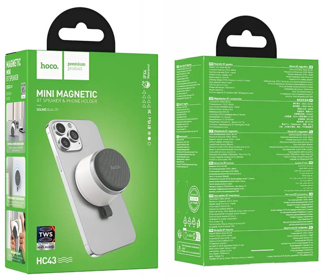 Boxa Portabila Bluetooth HOCO HC43 Mini Magnetic, 8W, TWS, Alba