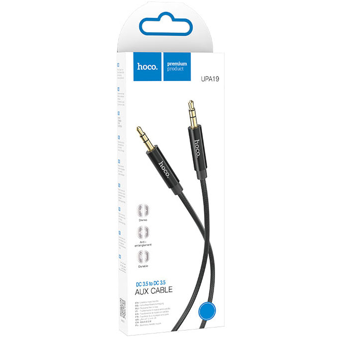 Cablu Audio 3.5mm - 3.5mm HOCO UPA19, 1m, Negru