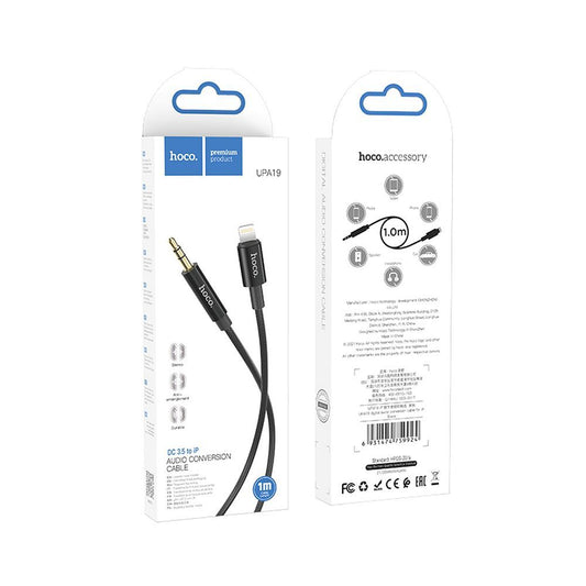 Cablu Audio 3.5mm - Lightning HOCO UPA19, 1m, Negru