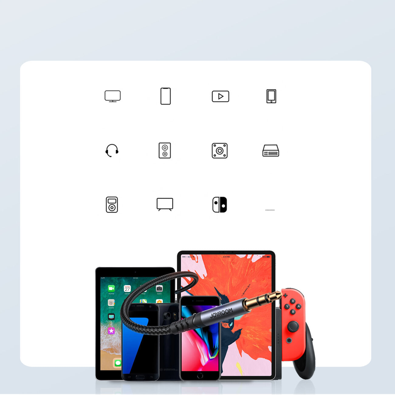 Cablu Audio 3.5mm - 3.5mm Joyroom SY-A08, 1.2m, Negru