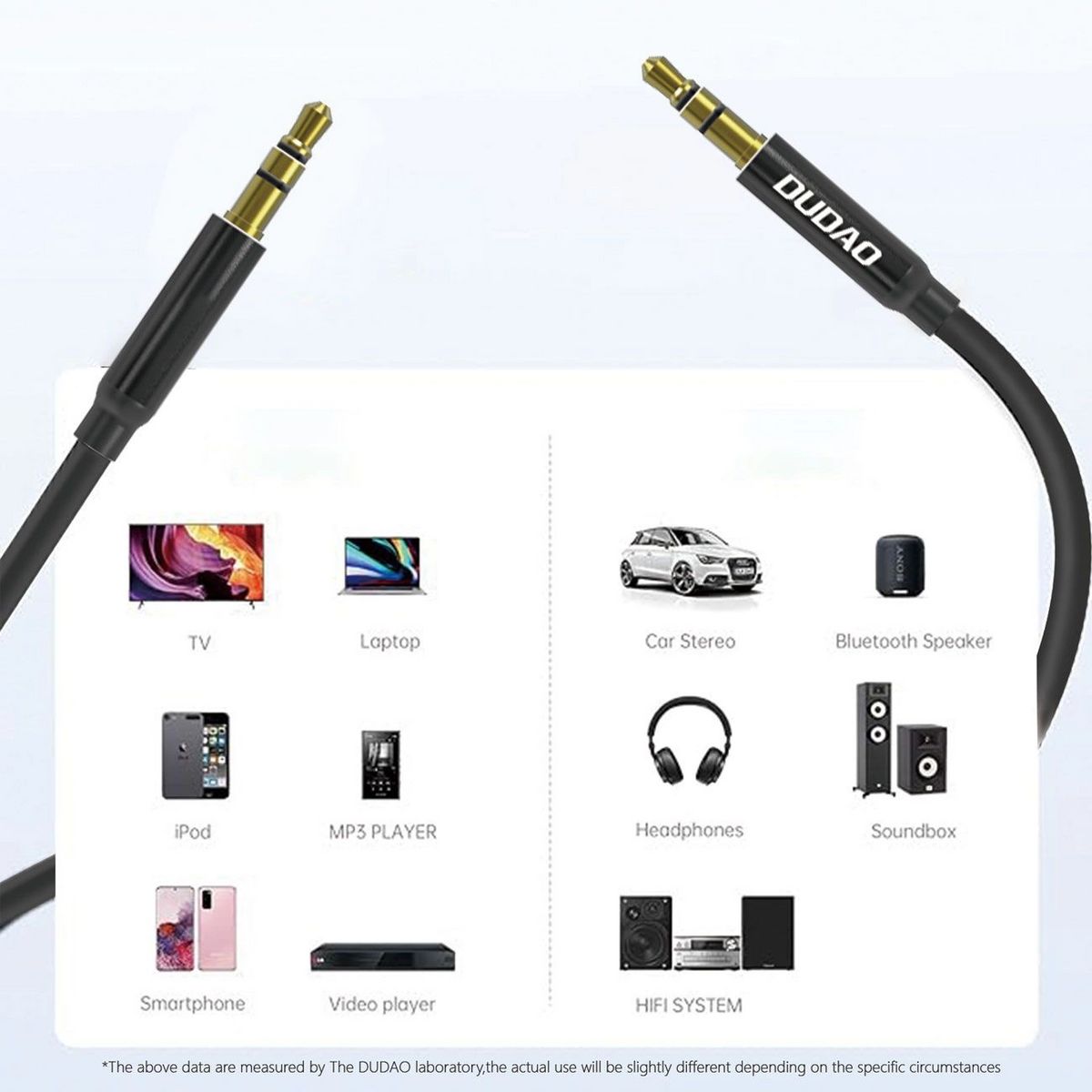 Cablu Audio 3.5mm - 3.5mm Dudao L12s, 1m, Negru