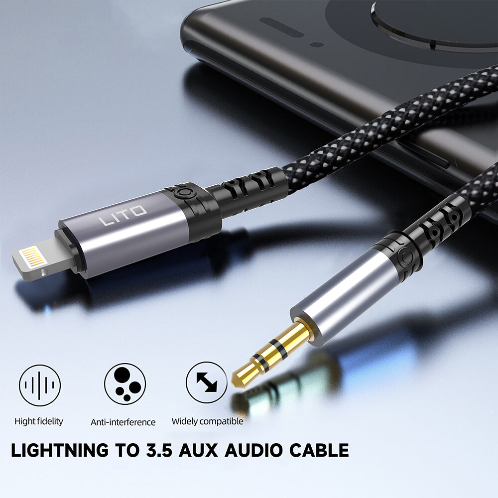 Cablu Audio Lightning - 3.5mm Lito LA01L, 1m, Negru
