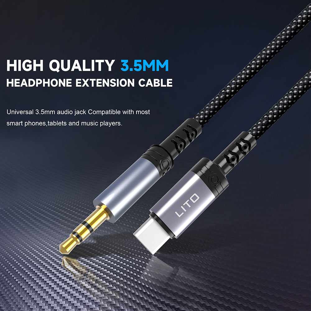 Cablu Audio USB-C - 3.5mm Lito LA01T, 1m, Negru