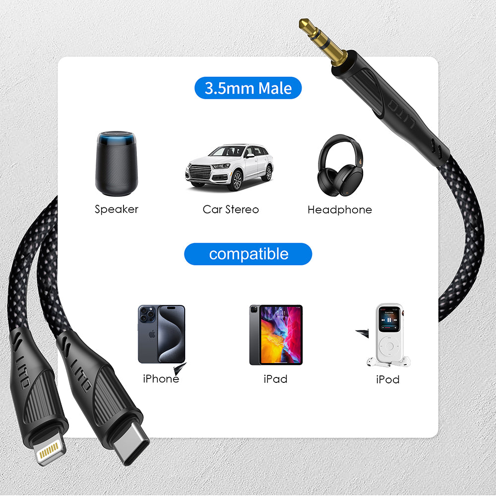 Cablu Audio USB-C - 3.5mm Lito LA02, 1m, Negru