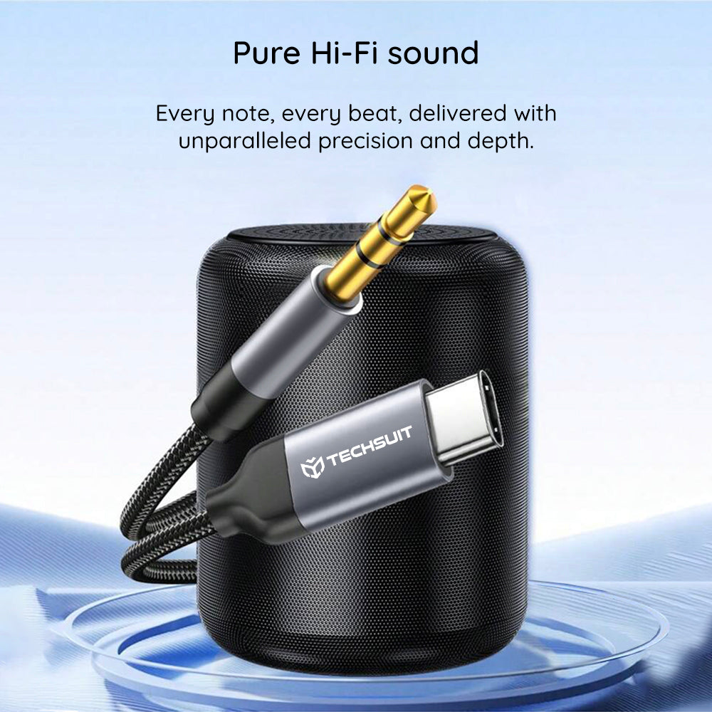 Cablu Audio USB-C - 3.5mm Techsuit AC11 FuseXound, 0.5m, Gri