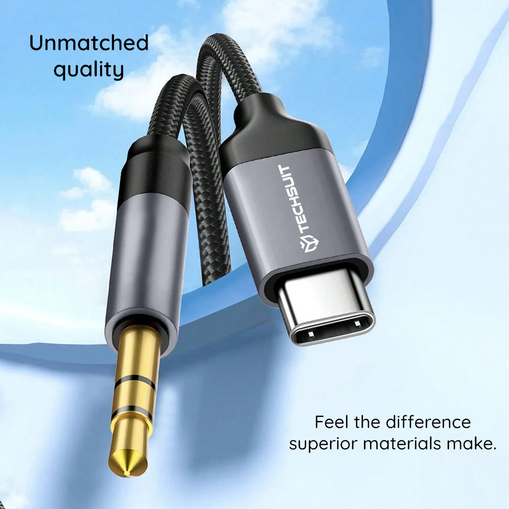 Cablu Audio USB-C - 3.5mm Techsuit AC11 FuseXound, 0.5m, Gri