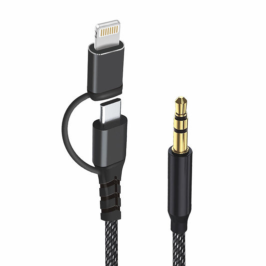 Cablu Audio USB-C / Lightning - 3.5mm Techsuit AC15 EchoSnap, 1m, Negru