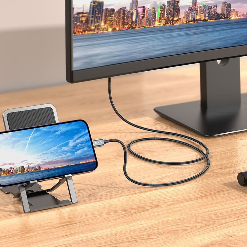 Cablu Audio si Video Lightning - HDMI HOCO UA27, 2m, Gri