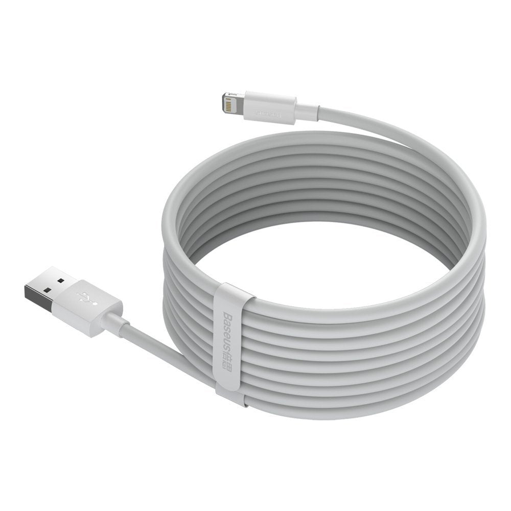 Cablu Date si Incarcare USB-A - Lightning Baseus Simple Wisdom, 18W, 1.5m, Set 2 bucati, Alb TZCALZJ-02