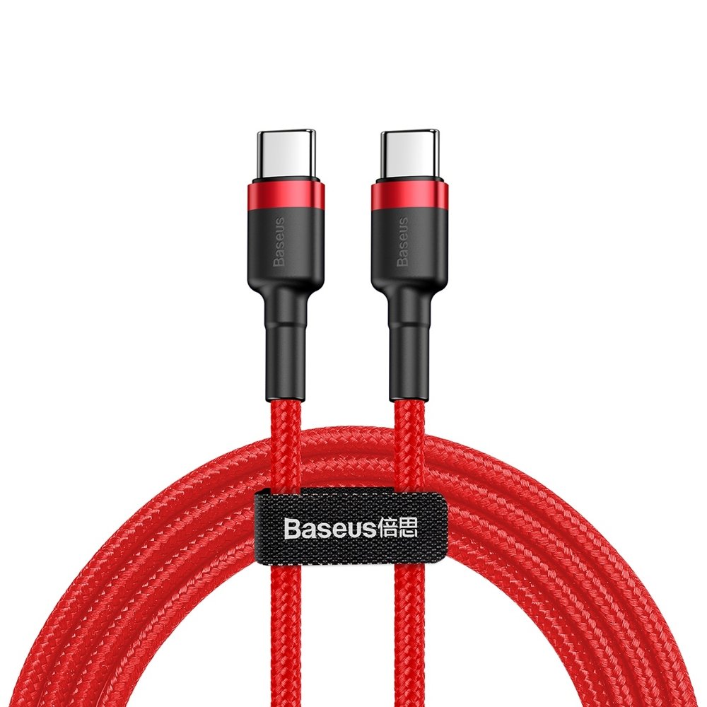 Cablu Date si Incarcare USB-C - USB-C Baseus Cafule, 60W, 1m, Rosu CATKLF-G09