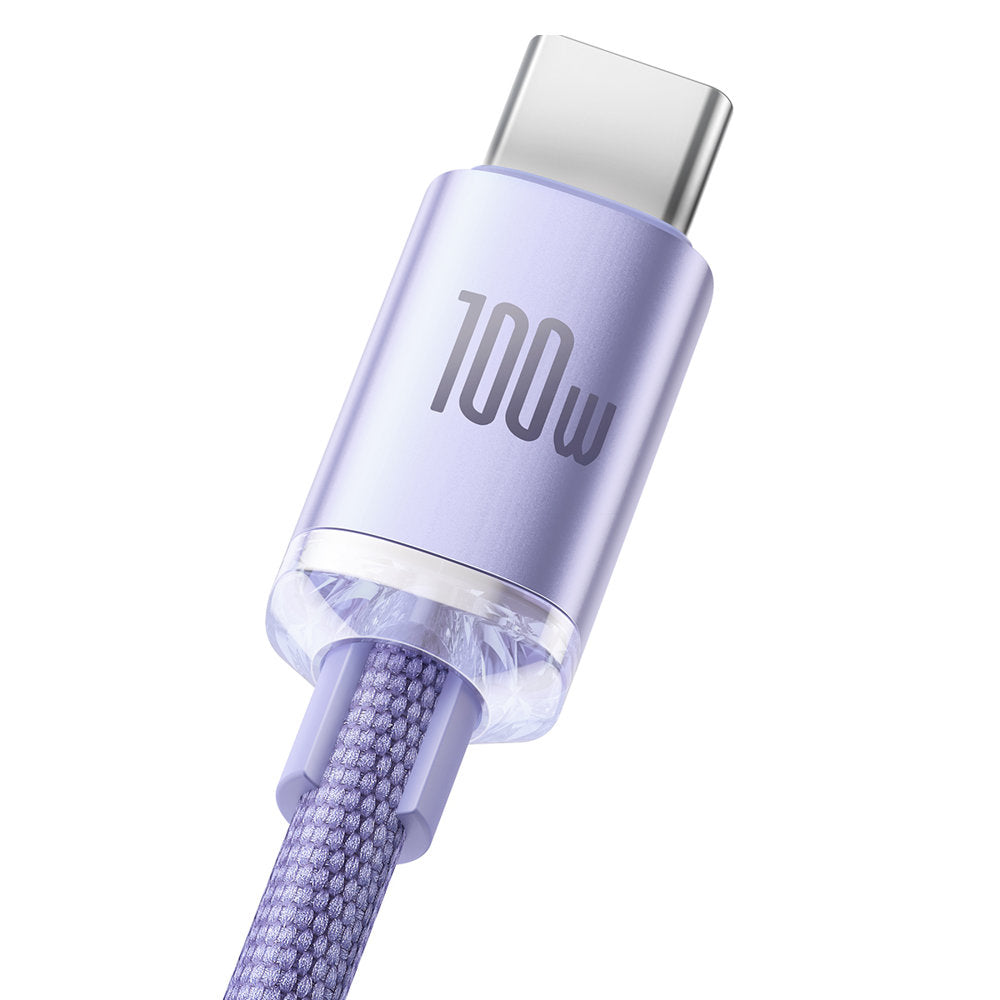 Cablu Date si Incarcare USB-A - USB-C Baseus Crystal Shine Series, 100W, 2m, Mov CAJY000505