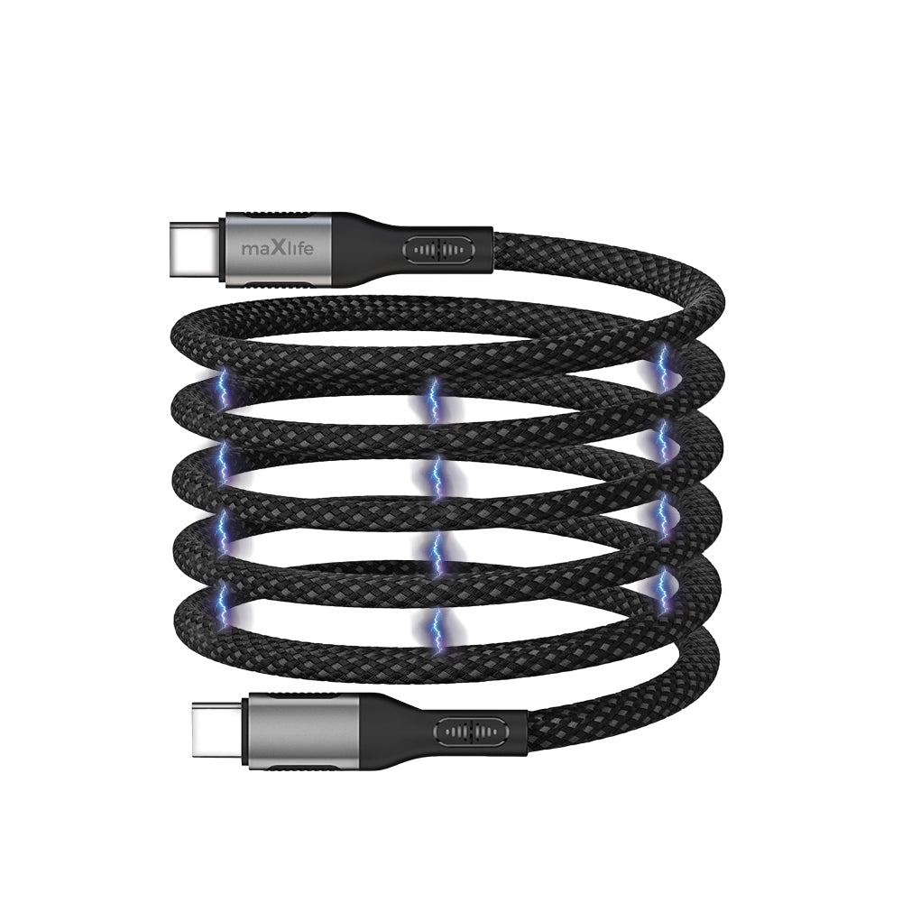 Cablu Date si Incarcare USB-C - USB-C MaXlife MXUC-11 Magnetic, 100W, 1m, Negru