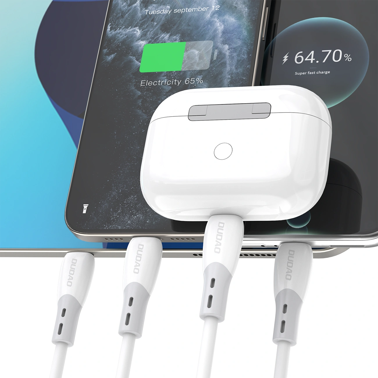 Cablu Date si Incarcare USB-C - USB-C Dudao L25SC, 60W, 1m, Alb