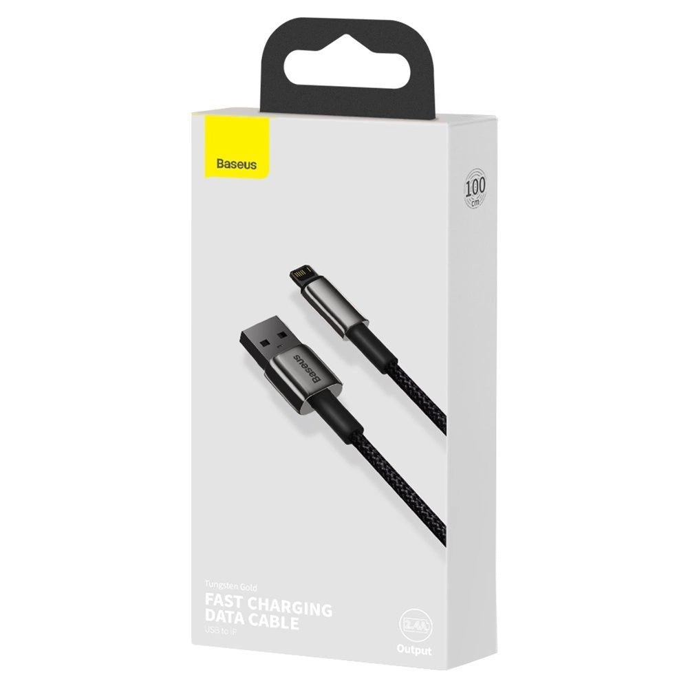 Cablu Date si Incarcare USB-A - Lightning Baseus Tungsten Gold, 20W, 1m, Negru CALWJ-01