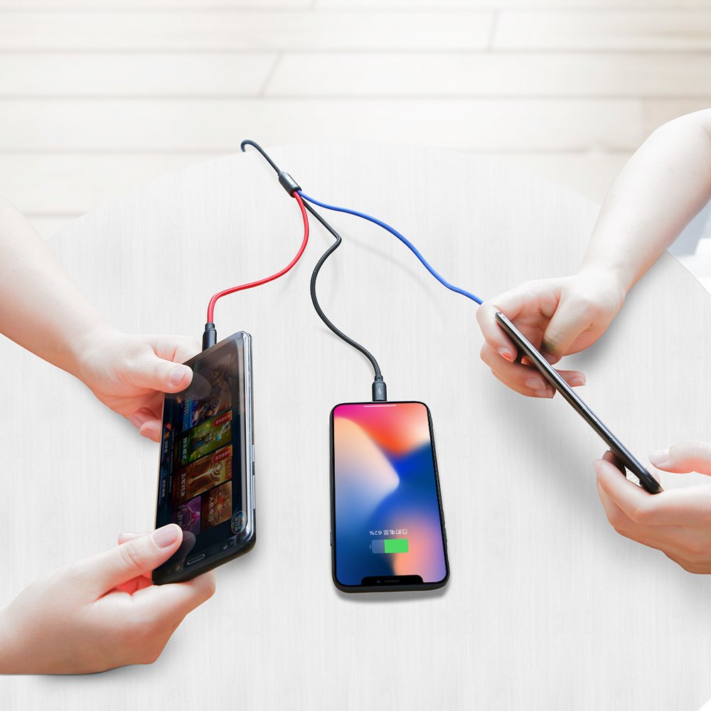 Cablu Incarcare USB-A - Lightning / microUSB / USB-C Baseus Colors 3in1, 20W, 1.2m, Negru CAMLT-BSY01
