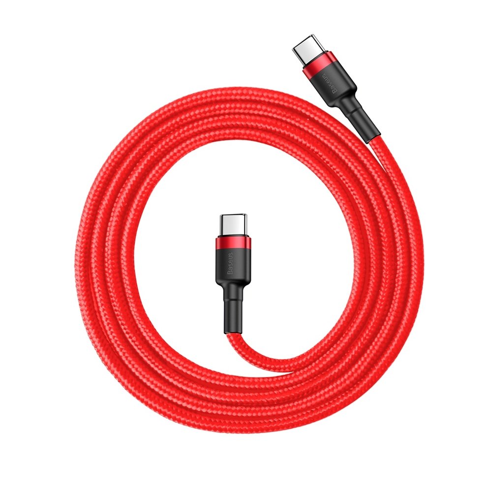 Cablu Date si Incarcare USB-C - USB-C Baseus Cafule, 60W, 1m, Rosu CATKLF-G09