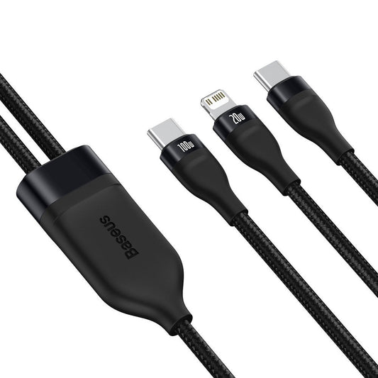 Cablu Date si Incarcare USB-C - Lightning / USB-C Baseus Flash Series 2in1, 100W, 1.2m, Negru CA1T2-F01