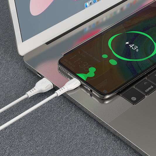 Cablu Date si Incarcare USB-A - USB-C Borofone BX51 Triumph, 20W, 1m, Alb