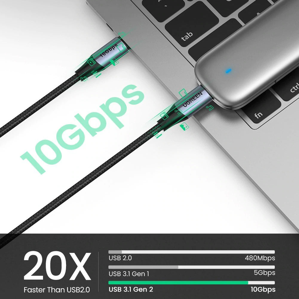 Cablu Date si Incarcare USB-C - USB-C UGREEN US355, 100W, 1m, Negru