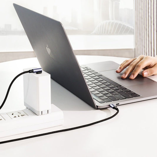 Cablu Date si Incarcare USB-C - USB-C UGREEN US255 Angled, 60W, 2m, Gri