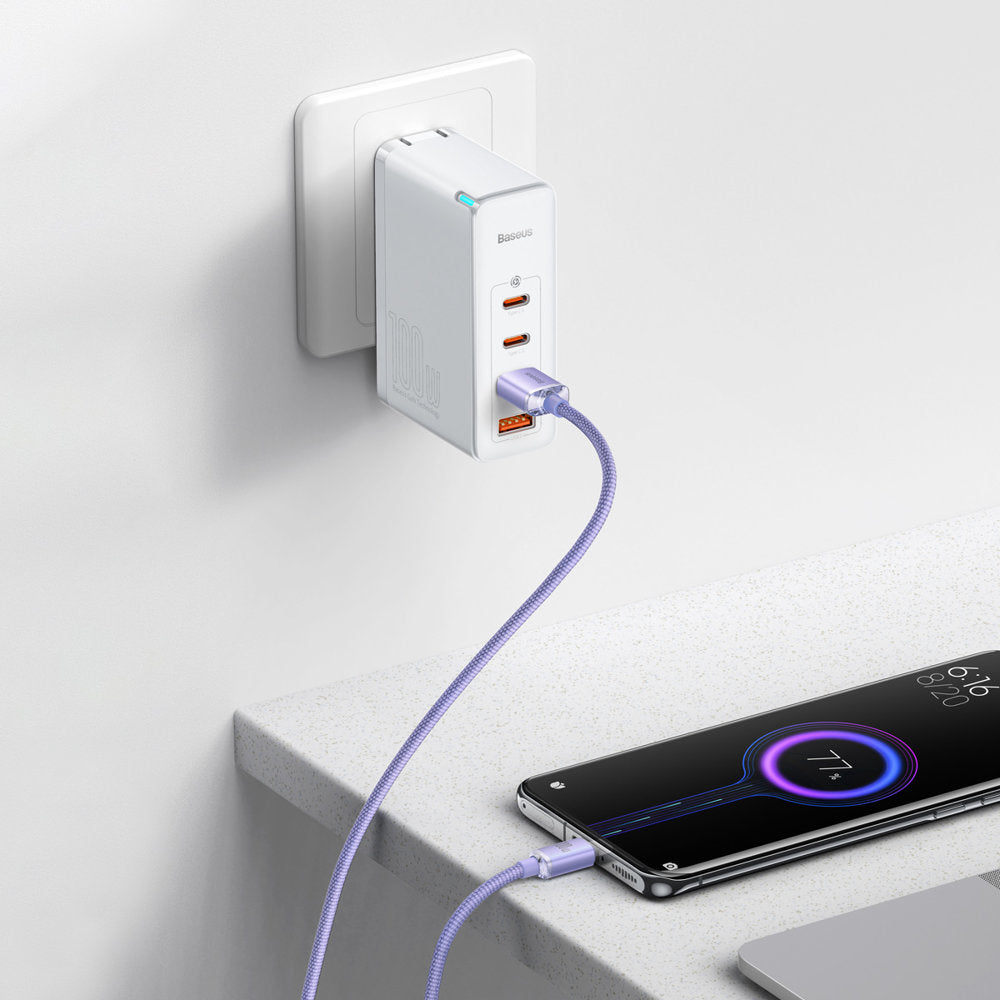 Cablu Date si Incarcare USB-A - USB-C Baseus Crystal Shine Series, 100W, 2m, Mov CAJY000505