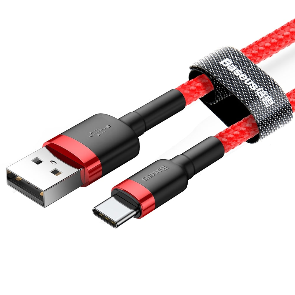 Cablu Date si Incarcare USB-A - USB-C Baseus Cafule, 60W, 0.5m, Rosu CATKLF-A09