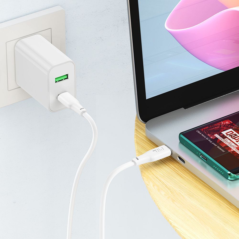 Cablu Date si Incarcare USB-C - USB-C HOCO X93, 100W, 1m, Alb