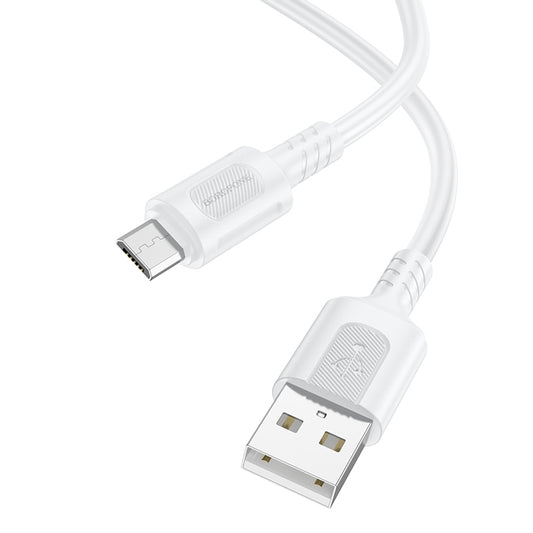 Cablu Date si Incarcare USB-A - microUSB Borofone BX111 Feliz, 18W, 1m, Alb