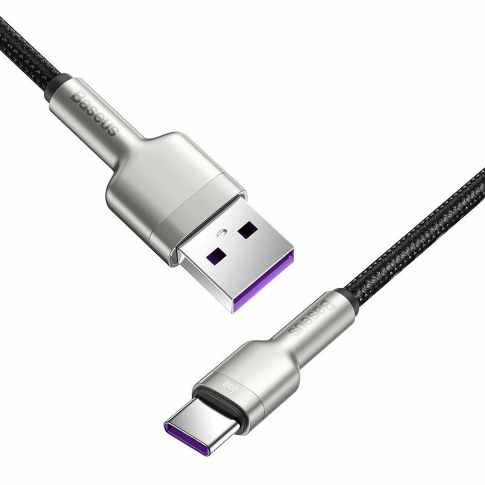 Cablu Date si Incarcare USB-A - USB-C Baseus Cafule Metal Series, 66W, 2m, Negru CAKF000201