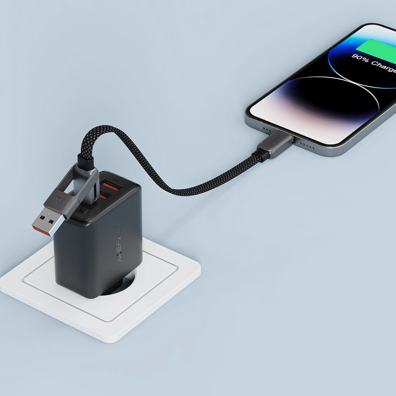 Cablu Date si Incarcare USB-C - USB-A / USB-C Acefast C13-05, 60W, 0.2m, Negru