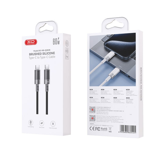 Cablu Date si Incarcare USB-C - USB-C XO Design NB-Q282B, 60W, 1m, Negru