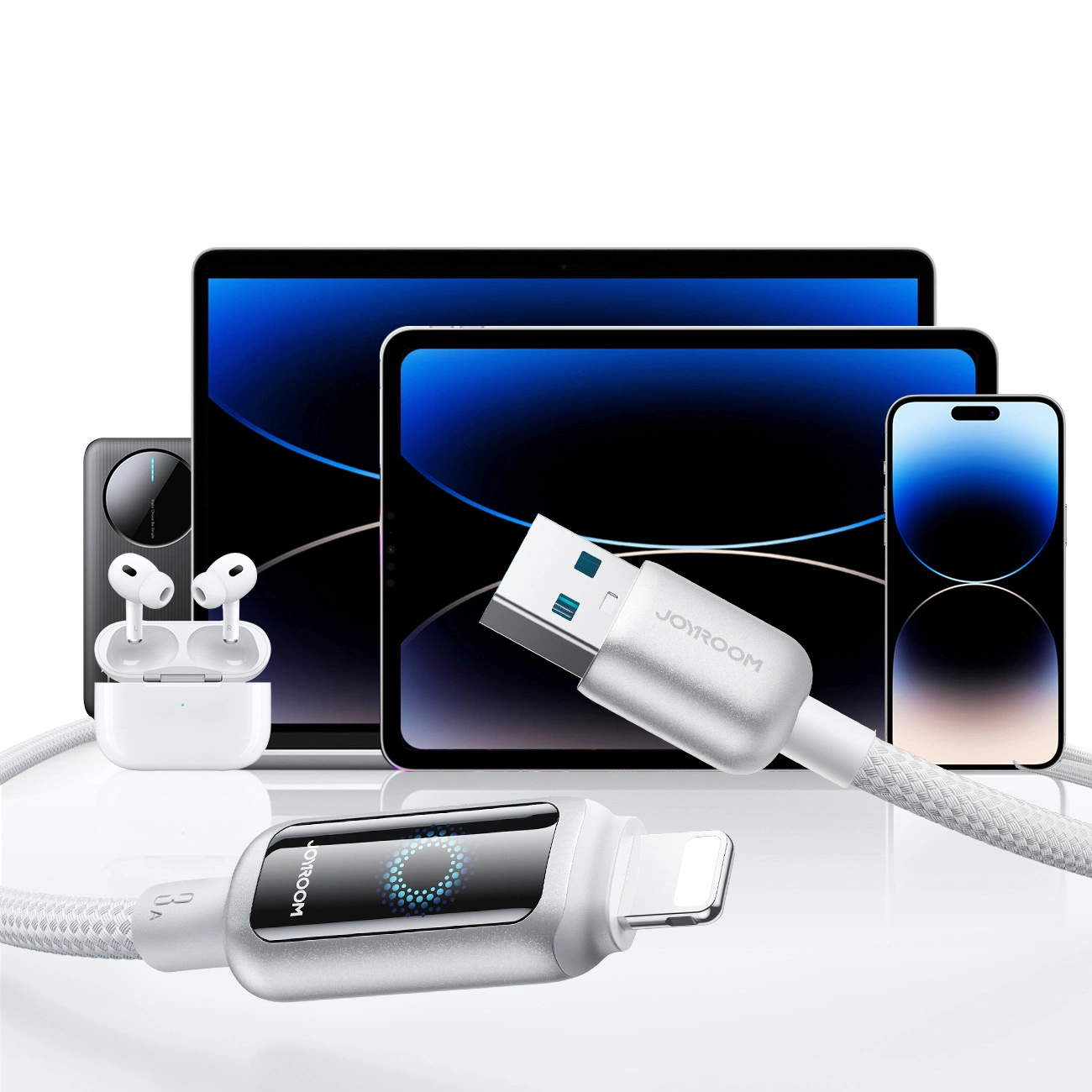 Cablu Date si Incarcare USB-A - Lightning Joyroom S-A55 StarFlight Display, 18W, 1.2m, Alb