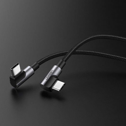 Cablu Date si Incarcare USB-C - USB-C UGREEN US323 Angled, 60W, 2m, Negru