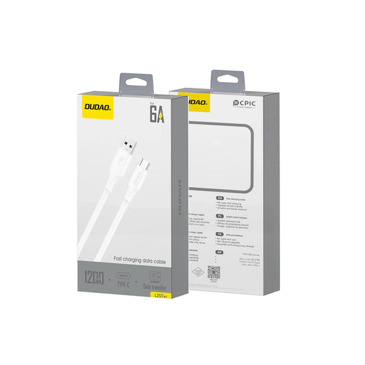 Cablu Date si Incarcare USB-A - USB-C Dudao L2sT, 60W, 1.2m, Alb