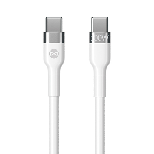 Cablu Date si Incarcare USB-C - USB-C Forever Flexible, 100W, 2m, Alb