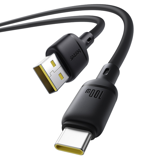 Cablu Date si Incarcare USB-A - USB-C Baseus Silky, 100W, 1m, Negru P10377703113-00