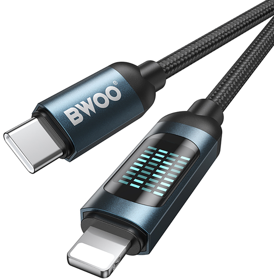 Cablu Date si Incarcare USB-C - Lightning BWOO X305 Display, 27W, 1m, Negru