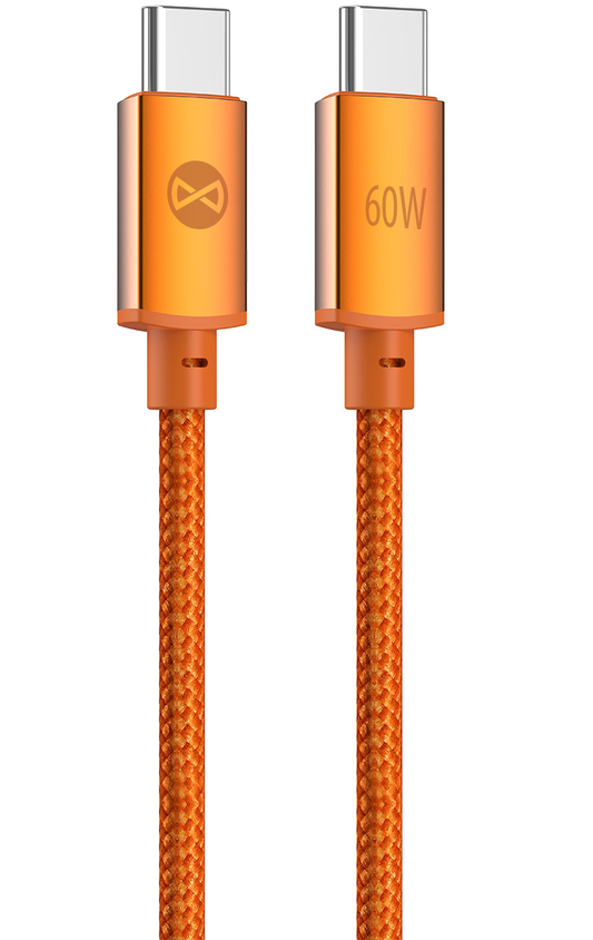 Cablu Date si Incarcare USB-C - USB-C Forever Saffron, 60W, 1m, Portocaliu