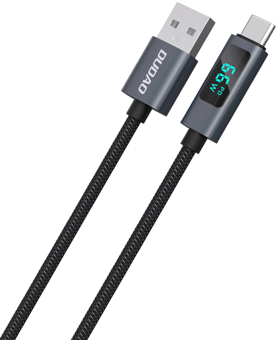 Cablu Date si Incarcare USB-A - USB-C Dudao L7T Display, 66W, 1m, Negru