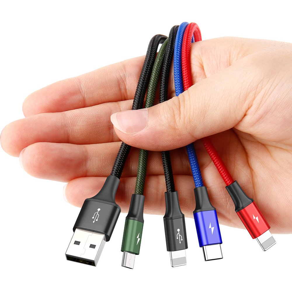 Cablu Incarcare USB-A - 2 x Lightning / microUSB / USB-C Baseus Rapid 4in1, 20W, 1.2m, Negru CA1T4-A01
