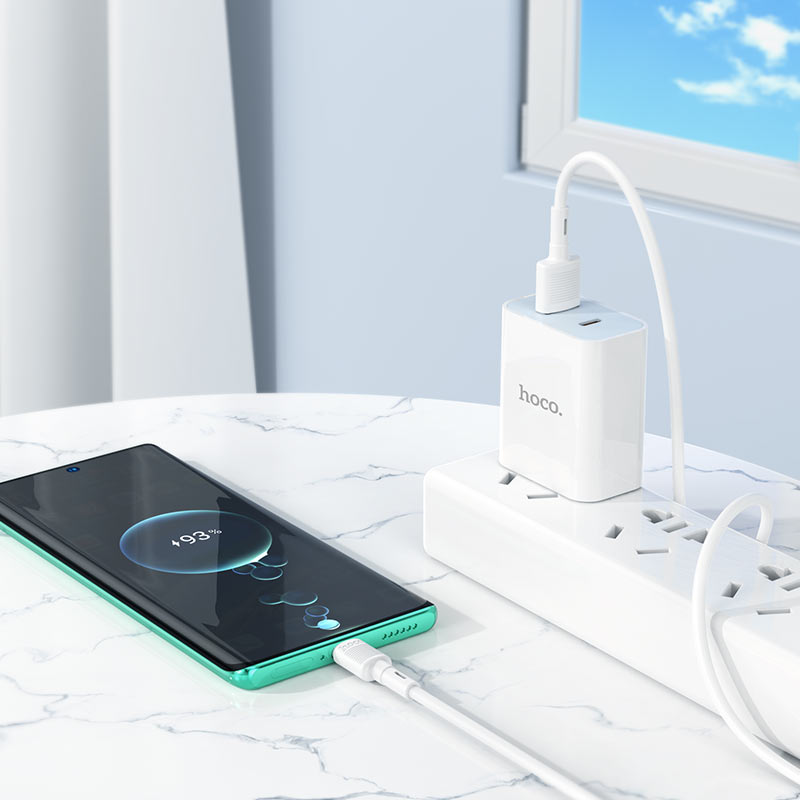 Cablu Date si Incarcare USB-A - USB-C HOCO X83 Victory, 20W, 1m, Alb