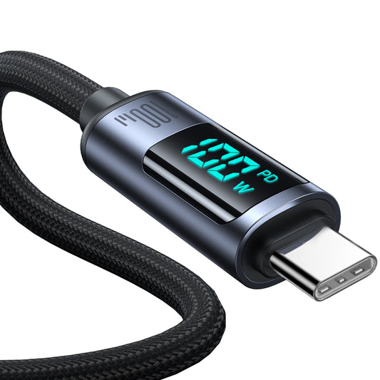 Cablu Date si Incarcare USB-C - USB-C Joyroom S-A16 Prism Display, 100W, 1.2m, Negru