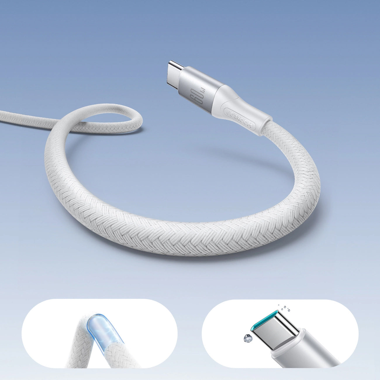 Cablu Date si Incarcare USB-C - USB-C Joyroom S-A28 Flash, 60W, 1m, Alb